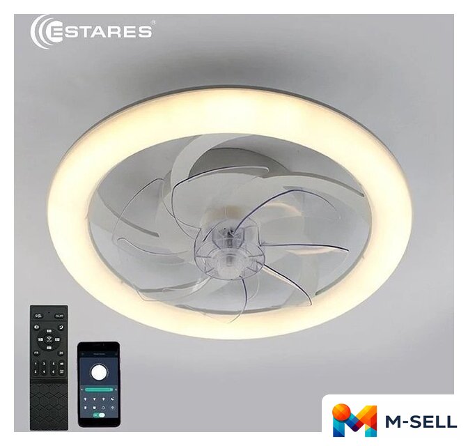 Припотолочная люстра Estares Fan Simple 65W+18W R-APP-480x125-WHITE/WHITE-220-IP20 - Изображение №7 — Мульти e-магазин M-SELL