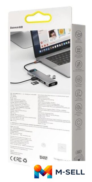 Док-станция Baseus Metal Gleam Series 11-in-1 Multifunctional HUB Type-C Hub Docking Station CAHUB-CT0G - Изображение №8 — Мульти e-магазин M-SELL