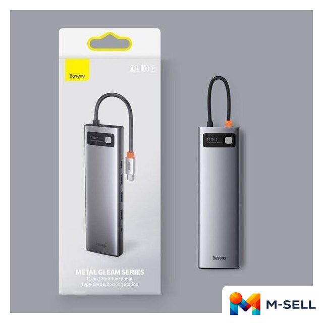 Док-станция Baseus Metal Gleam Series 11-in-1 Multifunctional HUB Type-C Hub Docking Station CAHUB-CT0G - Изображение №9 — Мульти e-магазин M-SELL