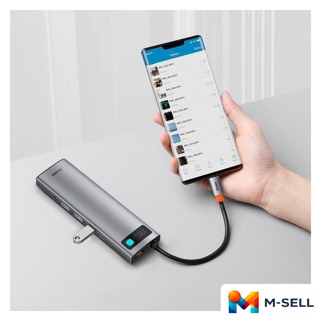 Док-станция Baseus Metal Gleam Series 11-in-1 Multifunctional HUB Type-C Hub Docking Station CAHUB-CT0G - Изображение №10 — Мульти e-магазин M-SELL