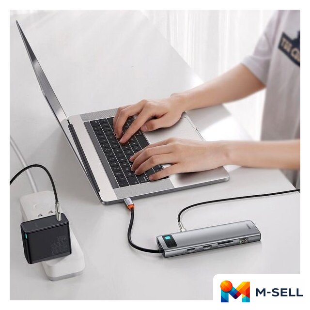 Док-станция Baseus Metal Gleam Series 11-in-1 Multifunctional HUB Type-C Hub Docking Station CAHUB-CT0G - Изображение №11 — Мульти e-магазин M-SELL