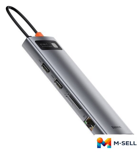 Док-станция Baseus Metal Gleam Series 11-in-1 Multifunctional HUB Type-C Hub Docking Station CAHUB-CT0G - Изображение №2 — Мульти e-магазин M-SELL