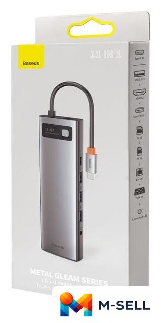 Док-станция Baseus Metal Gleam Series 11-in-1 Multifunctional HUB Type-C Hub Docking Station CAHUB-CT0G - Изображение №7 — Мульти e-магазин M-SELL