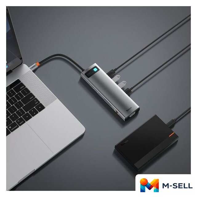 Док-станция Baseus Metal Gleam Series 11-in-1 Multifunctional HUB Type-C Hub Docking Station CAHUB-CT0G - Изображение №12 — Мульти e-магазин M-SELL
