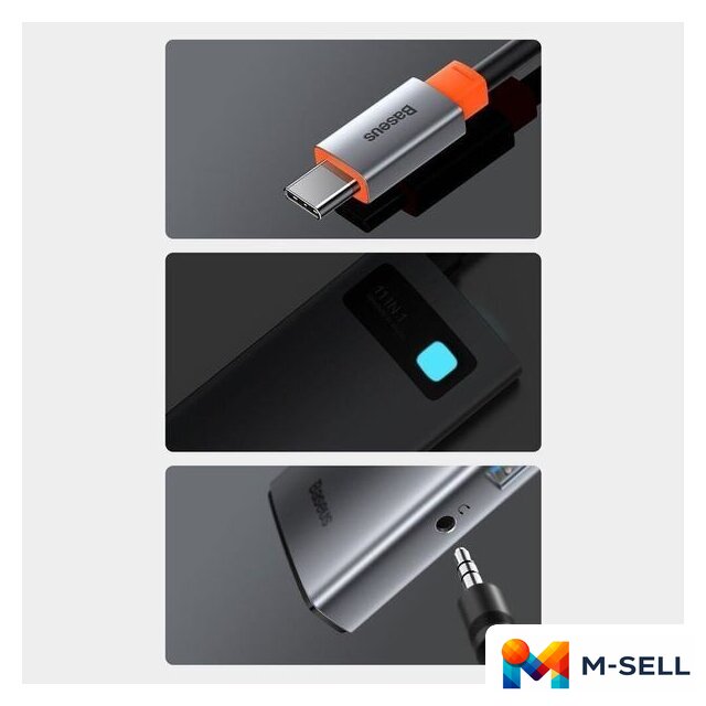 Док-станция Baseus Metal Gleam Series 11-in-1 Multifunctional HUB Type-C Hub Docking Station CAHUB-CT0G - Изображение №15 — Мульти e-магазин M-SELL