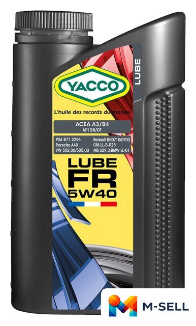 Моторное масло Yacco Lube FR 5W-40 1л - Изображение №1 — Мульти e-магазин M-SELL