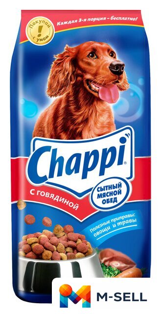 Сухой корм для собак Chappi Сытный мясной обед с говядиной по-домашнему 15 кг - Изображение №1 — Мульти e-магазин M-SELL