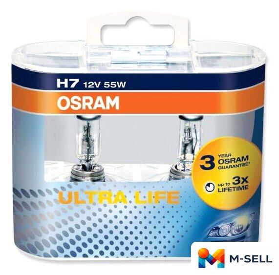 Галогенная лампа Osram H7 Ultra Life 2шт [64210ULT-HCB] - Изображение №1 — Мульти e-магазин M-SELL