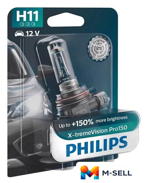 Галогенная лампа Philips H11 X-tremeVision Pro150 Blister 1шт - Изображение №1 — Мульти e-магазин M-SELL