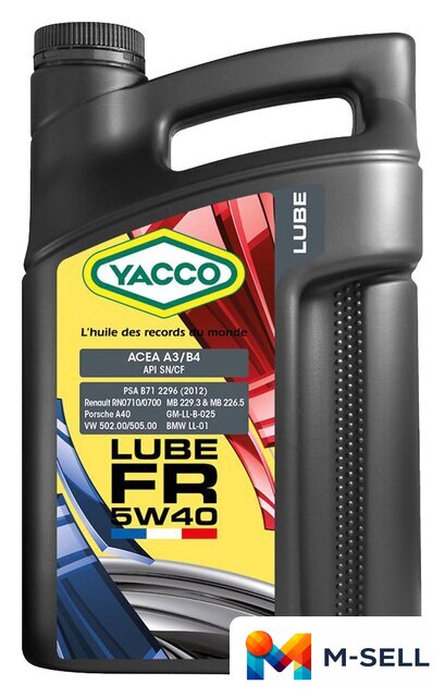 Моторное масло Yacco Lube FR 5W-40 5л - Изображение №1 — Мульти e-магазин M-SELL