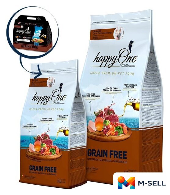 Сухой корм для собак HappyOne Mediterraneum беззерновой со свежим яйцом и свежим мясом ягненка 12 кг - Изображение №2 — Мульти e-магазин M-SELL