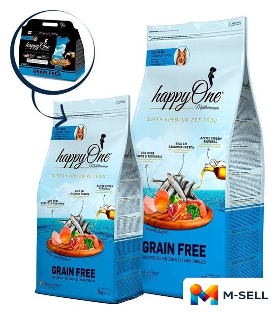Сухой корм для собак HappyOne Mediterraneum беззерновой со свежим яйцом и свежей сардиной 12 кг - Изображение №2 — Мульти e-магазин M-SELL