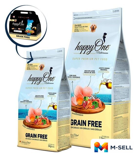 Сухой корм для собак HappyOne Mediterraneum беззерновой со свежим яйцом и свежим мясом птицы 3 кг - Изображение №2 — Мульти e-магазин M-SELL