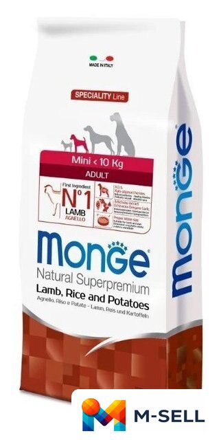 Сухой корм для собак Monge Speciality Adult Mini Lamb Rice & Potato 7.5 кг - Изображение №1 — Мульти e-магазин M-SELL