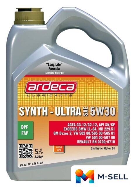 Моторное масло Ardeca SYNTH-ULTRA 5W-30 5л - Изображение №1 — Мульти e-магазин M-SELL