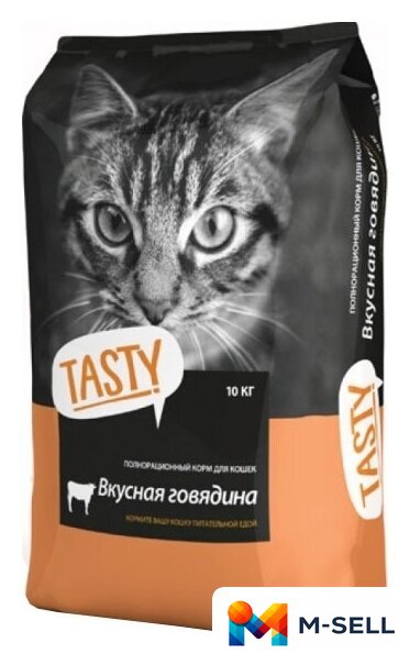 Сухой корм для кошек Tasty Для взрослых кошек с говядиной 10 кг - Изображение №1 — Мульти e-магазин M-SELL