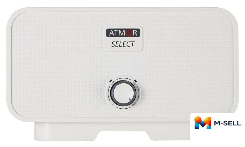 Проточный электрический водонагреватель Atmor Select 12 кВт TR (белый) - Изображение №1 — Мульти e-магазин M-SELL