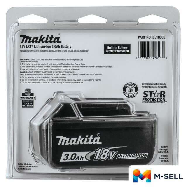 Аккумулятор Makita BL1830B (18В/3 а*ч) - Изображение №15 — Мульти e-магазин M-SELL