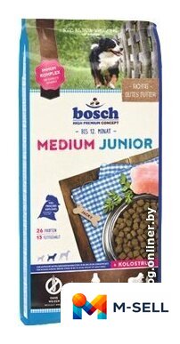 Сухой корм для собак Bosch Medium Junior 15 кг - Изображение №1 — Мульти e-магазин M-SELL