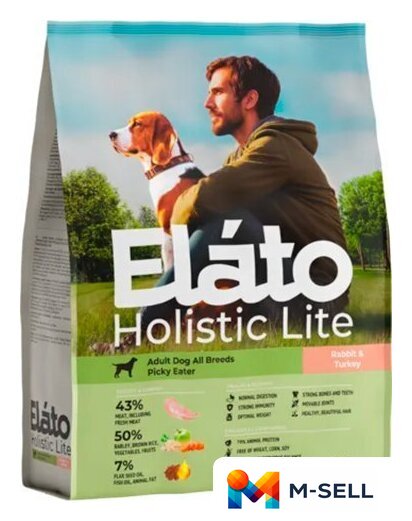Сухой корм для собак Elato Holistic Lite Для привередливых собак с кроликом и индейкой (7 кг) - Изображение №1 — Мульти e-магазин M-SELL