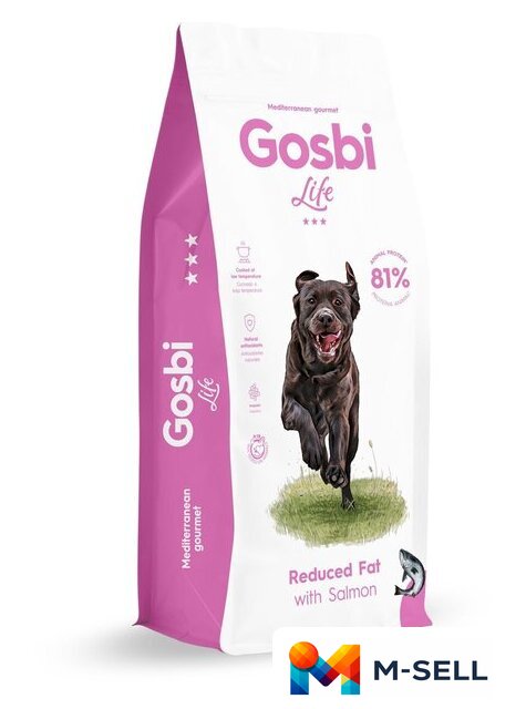 Сухой корм для собак Gosbi Life dog reduced fat with salmon 12 кг - Изображение №1 — Мульти e-магазин M-SELL
