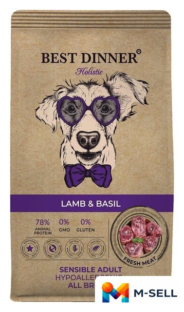 Сухой корм для собак Best Dinner Holistic Adult Sensible Hypoallergenic Medium&Maxi Lamb&Basil (3 кг) - Изображение №3 — Мульти e-магазин M-SELL