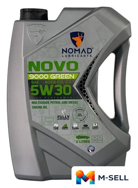 Моторное масло Nomad Novo 9000 Green 5W-30 ACEA C2/C3 5л - Изображение №1 — Мульти e-магазин M-SELL