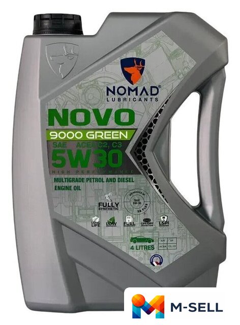 Моторное масло Nomad Novo 9000 Green 5W-30 ACEA C2/C3 4л - Изображение №1 — Мульти e-магазин M-SELL