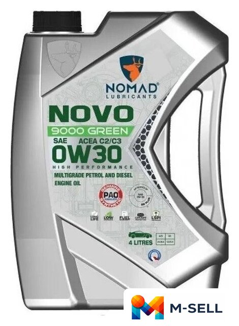 Моторное масло Nomad Novo 9000 Green 0W-30 ACEA C2/C3 4л - Изображение №1 — Мульти e-магазин M-SELL