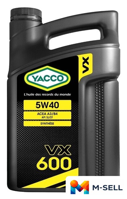 Моторное масло Yacco VX 600 5W-40 5л - Изображение №1 — Мульти e-магазин M-SELL