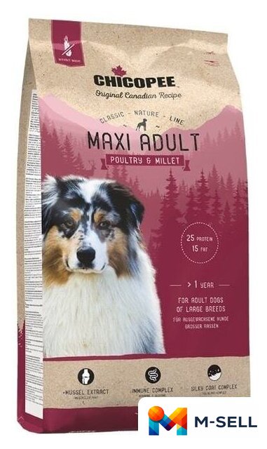 Сухой корм для собак Chicopee CNL Maxi Adult Poultry & Millet 15 кг - Изображение №1 — Мульти e-магазин M-SELL
