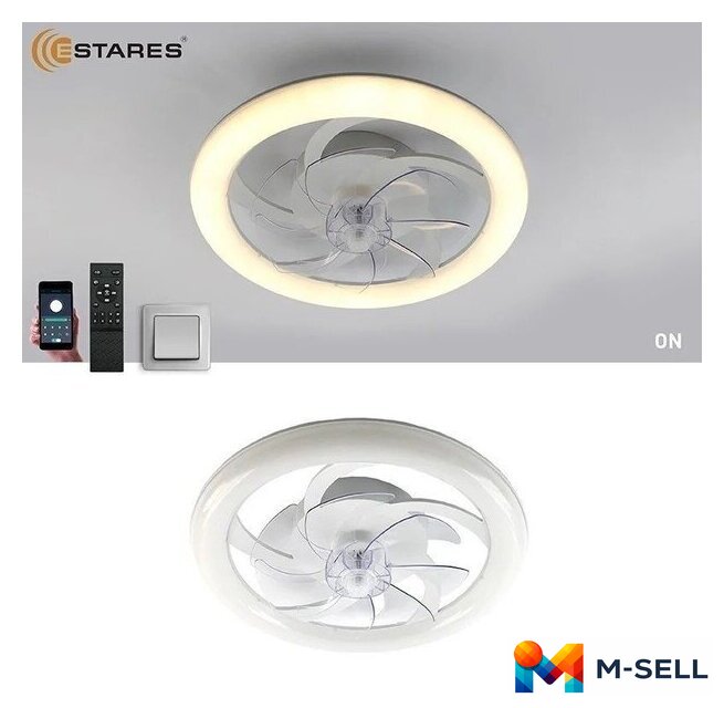 Припотолочная люстра Estares Fan Simple 65W+18W R-APP-480x125-BLACK/WHITE-220-IP20 - Изображение №7 — Мульти e-магазин M-SELL