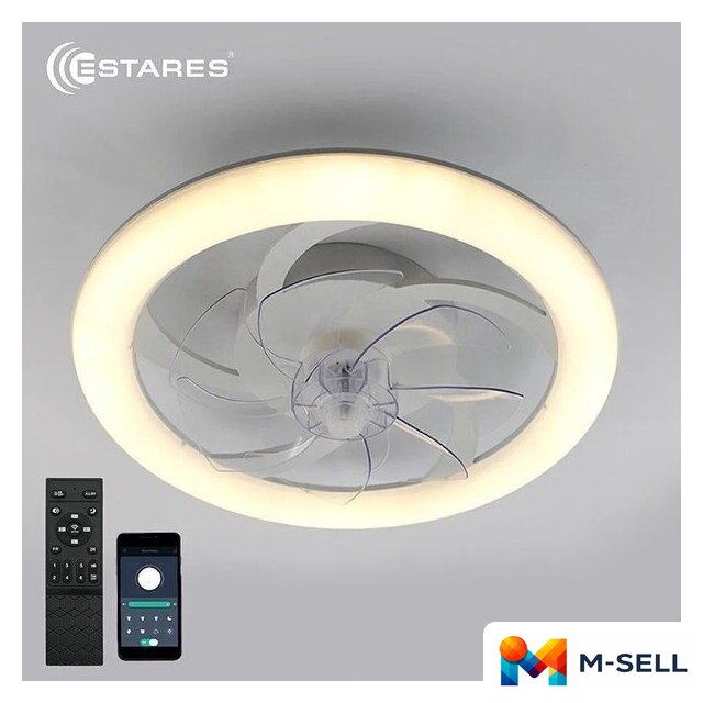 Припотолочная люстра Estares Fan Simple 65W+18W R-APP-480x125-BLACK/WHITE-220-IP20 - Изображение №8 — Мульти e-магазин M-SELL