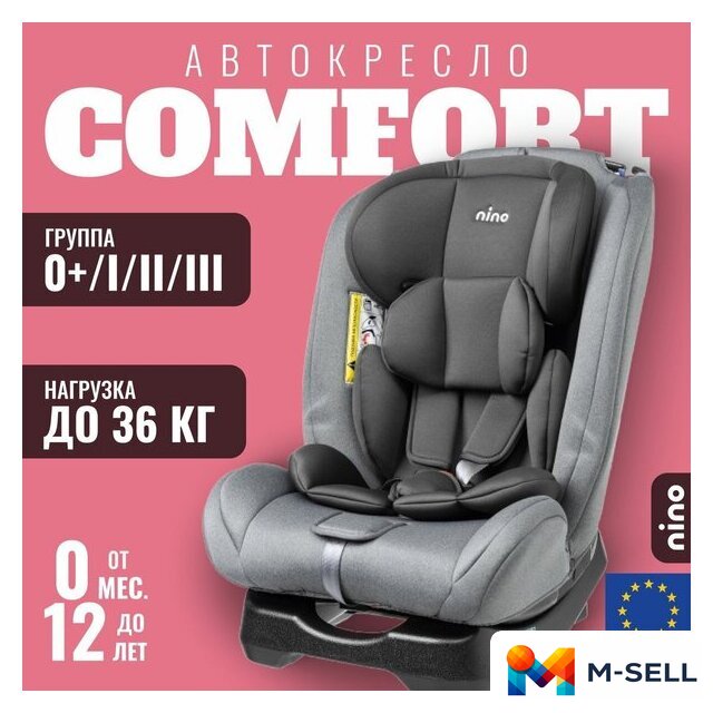 Детское автокресло Nino Comfort ZY02A (серый/черный) - Изображение №1 — Мульти e-магазин M-SELL