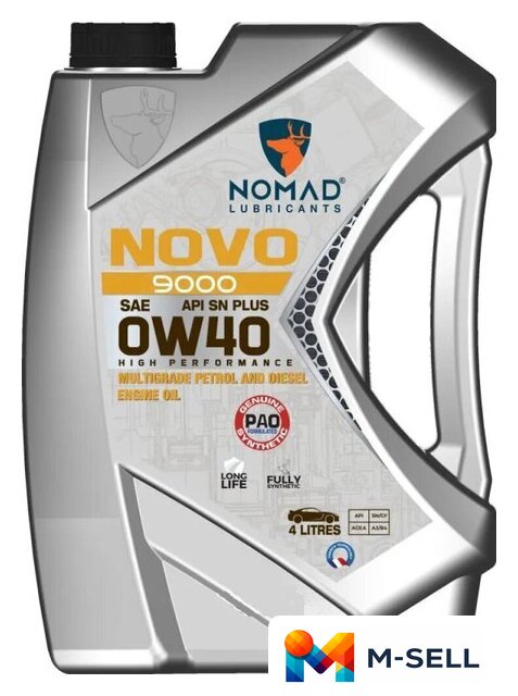 Моторное масло Nomad Novo 9000 0W-40 API SN PLUS ACEA A3/B4 4л - Изображение №1 — Мульти e-магазин M-SELL