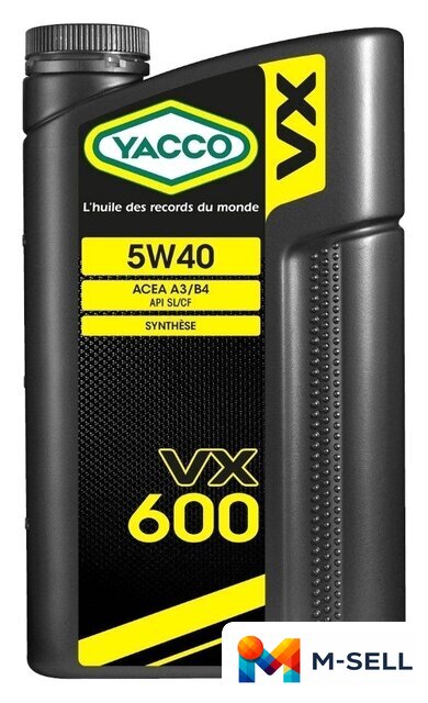 Моторное масло Yacco VX 600 5W-40 2л - Изображение №1 — Мульти e-магазин M-SELL