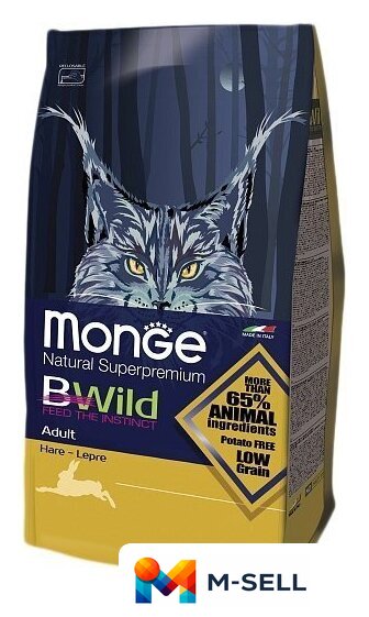 Сухой корм для кошек Monge BWild Adult Hare 10 кг - Изображение №1 — Мульти e-магазин M-SELL