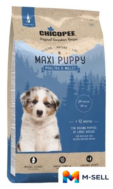 Сухой корм для собак Chicopee CNL Maxi Puppy Poultry & Millet 15 кг - Изображение №1 — Мульти e-магазин M-SELL
