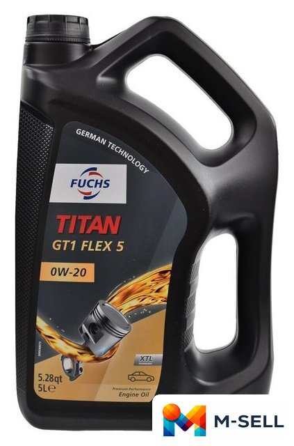 Моторное масло Fuchs Titan GT1 Flex 5 0W-20 5л - Изображение №1 — Мульти e-магазин M-SELL