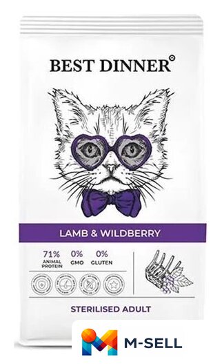 Сухой корм для кошек Best Dinner Adult Lamb & Wildberry (10кг) - Изображение №1 — Мульти e-магазин M-SELL