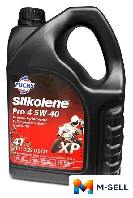 Моторное масло Fuchs Мото Silkolene Pro 4 5W-40 XP 4л - Изображение №1 — Мульти e-магазин M-SELL