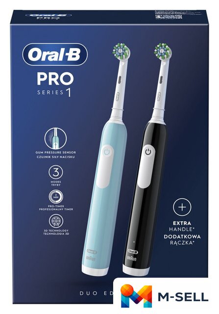 Комплект зубных щеток Oral-B Pro Series 1 D305.523.3H (2 шт, черный/бирюзовый) - Изображение №2 — Мульти e-магазин M-SELL