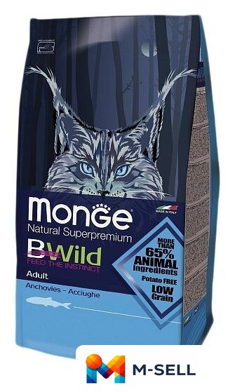 Сухой корм для кошек Monge BWild Adult Anchovies 10 кг - Изображение №1 — Мульти e-магазин M-SELL