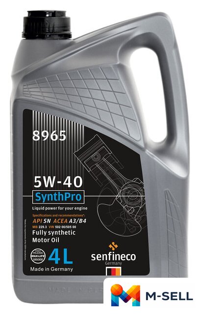Моторное масло Senfineco SynthPro 5W-40 API SN ACEA A3/B4, 4л - Изображение №1 — Мульти e-магазин M-SELL