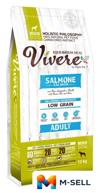 Сухой корм для собак Vivere Medium Adult Salmon 12 кг - Изображение №1 — Мульти e-магазин M-SELL