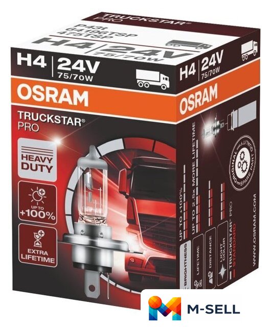 Галогенная лампа Osram H4 Truckstar Pro 1шт - Изображение №1 — Мульти e-магазин M-SELL