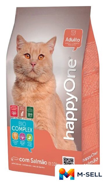 Сухой корм для кошек HappyOne Salmon (с эффектом вывода шерсти с лососем) 10 кг - Изображение №1 — Мульти e-магазин M-SELL