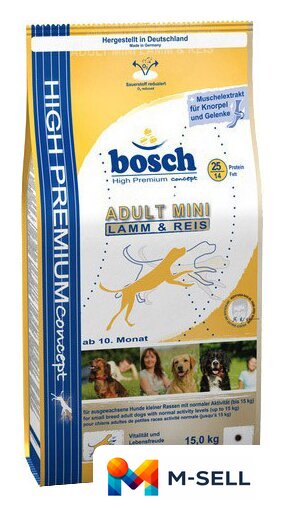 Сухой корм для собак Bosch Mini Adult Lamb & Rice (Ягненок с Рисом) 15 кг - Изображение №1 — Мульти e-магазин M-SELL