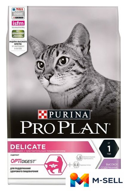 Сухой корм для кошек Pro Plan Delicate Adult Optidigest с индейкой 3 кг - Изображение №2 — Мульти e-магазин M-SELL