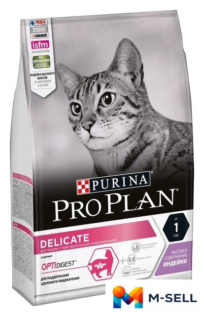 Сухой корм для кошек Pro Plan Delicate Adult Optidigest с индейкой 3 кг - Изображение №1 — Мульти e-магазин M-SELL